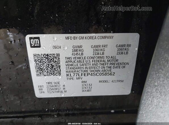 KL77LFEP4SC058562 2025 CHEVROLET TRAX Black ძრავის განყოფილების ხედი