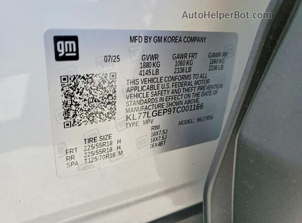 KL77LGEP9TC001166 2026 CHEVROLET TRAX White Vista del compartimento del motor