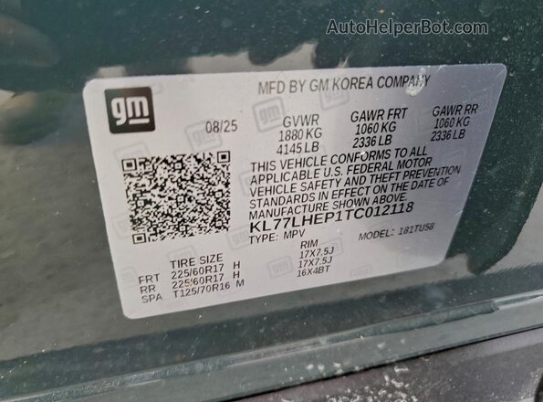 KL77LHEP1TC012118 2026 CHEVROLET TRAX Charcoal 
