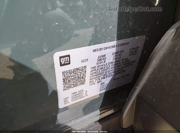KL77LHEP2SC245276 2025 CHEVROLET TRAX Green Շարժիչի բաժամունքի տեսք