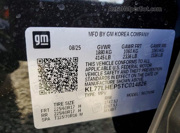 KL77LHEP5TC014826 2026 CHEVROLET TRAX Black Widok komory silnika