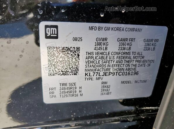 KL77LJEP9TC016196 2026 CHEVROLET TRAX Черный Панорамный вид салона 360°