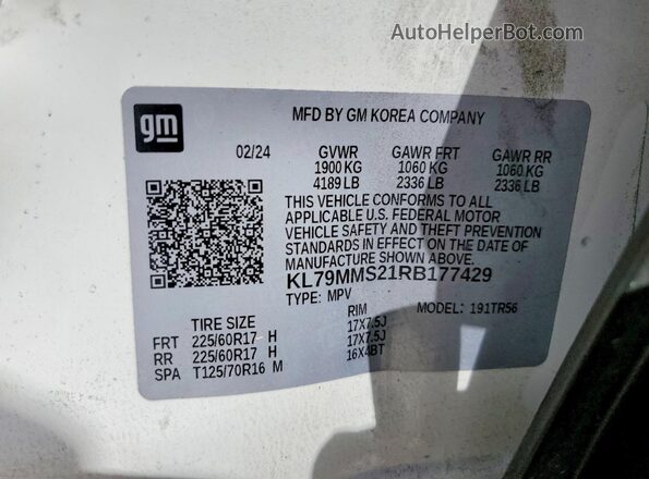KL79MMS21RB177429 2024 CHEVROLET TRAILBLAZER White Widok komory silnika