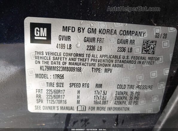 KL79MMS23MB009168 2021 CHEVROLET TRAILBLAZER Black Вид підкапотного простору