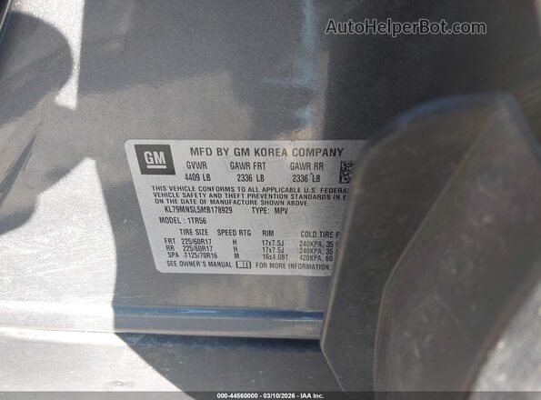 KL79MNSL5MB178929 2021 CHEVROLET TRAILBLAZER Серый Вид подкапотного пространства