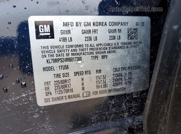 KL79MPS24MB017300 2021 CHEVROLET TRAILBLAZER Black Vista del compartimento del motor