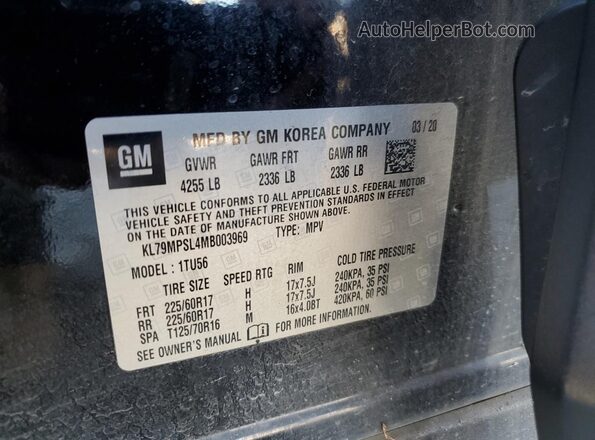 KL79MPSL4MB003969 2021 CHEVROLET TRAILBLAZER Black Панорамний вид салону 360°