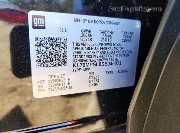 KL79MPSL9SB046071 2025 CHEVROLET TRAILBLAZER Black Vista del compartimento del motor