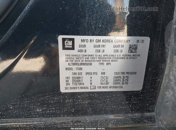 KL79MRSL8MB056590 2021 CHEVROLET TRAILBLAZER Black Engine compartment view