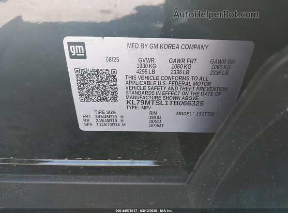 KL79MTSL1TB066325 2026 CHEVROLET TRAILBLAZER Черный 