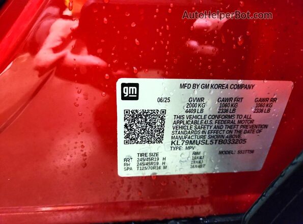 KL79MUSL5TB033205 2026 CHEVROLET TRAILBLAZER Red 