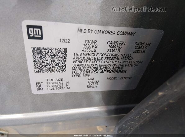 KL79MVSL4PB099658 2023 CHEVROLET TRAILBLAZER Silver Вид підкапотного простору