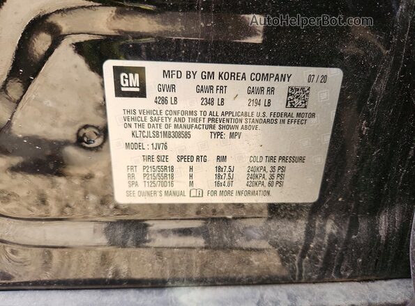 KL7CJLSB1MB308585 2021 CHEVROLET TRAX Black Սալոնի 360 աստիճան տեսք