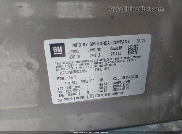 KL7CJPSB0MB316054 2021 CHEVROLET TRAX Brown Շարժիչի բաժամունքի տեսք