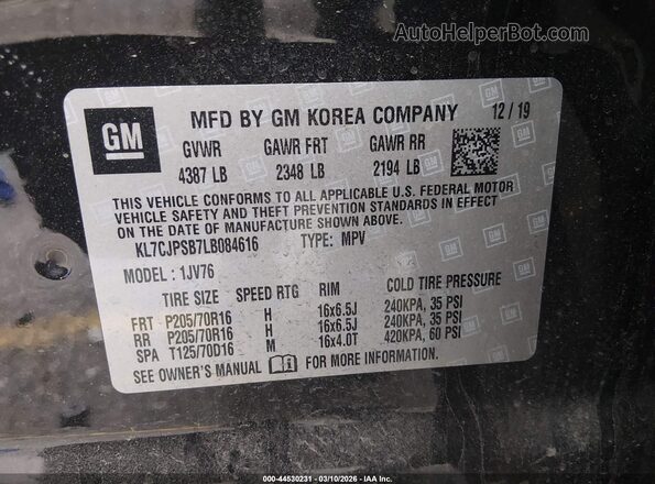KL7CJPSB7LB084616 2020 CHEVROLET TRAX Black Շարժիչի բաժամունքի տեսք