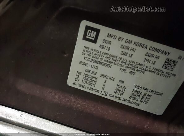 KL7CJPSM2MB369694 2021 CHEVROLET TRAX Maroon Vista del compartimento del motor