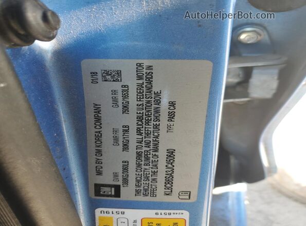 KL8CB6SA3JC450640 2018 CHEVROLET SPARK Blue Вид наклейки з VIN-кодом