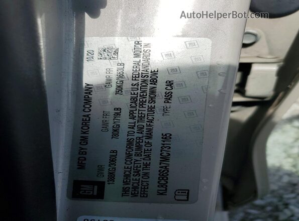 KL8CB6SA7MC731165 2021 CHEVROLET SPARK Cream Engine compartment view