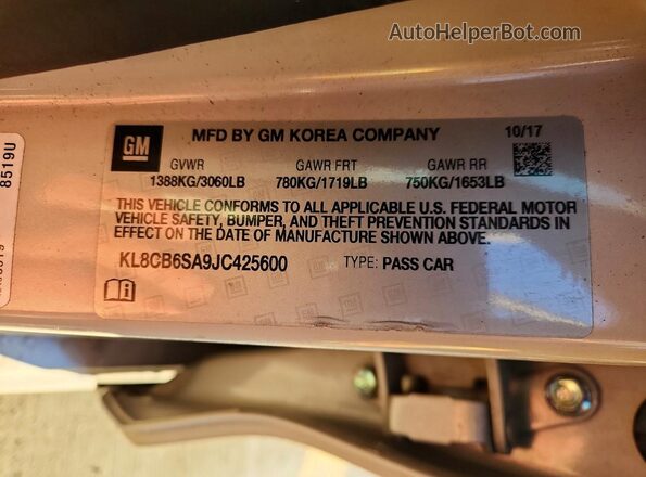 KL8CB6SA9JC425600 2018 CHEVROLET SPARK White Engine compartment view