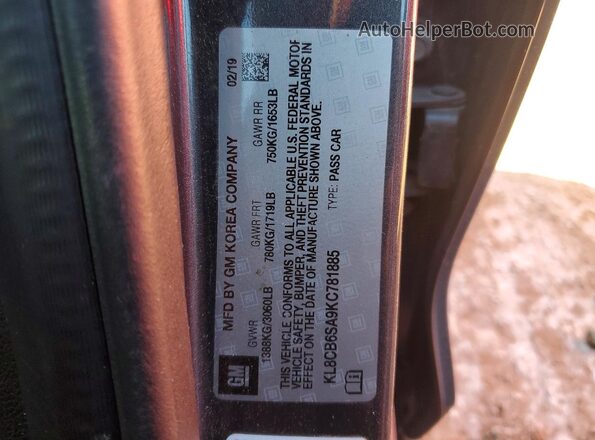 KL8CB6SA9KC781885 2019 CHEVROLET SPARK Серый 