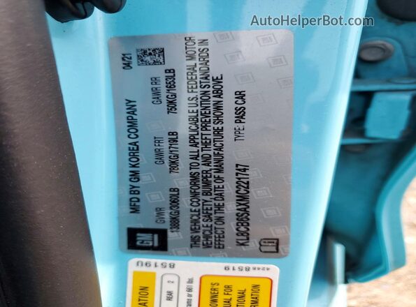 KL8CB6SAXMC221747 2021 CHEVROLET SPARK Blue Widok komory silnika