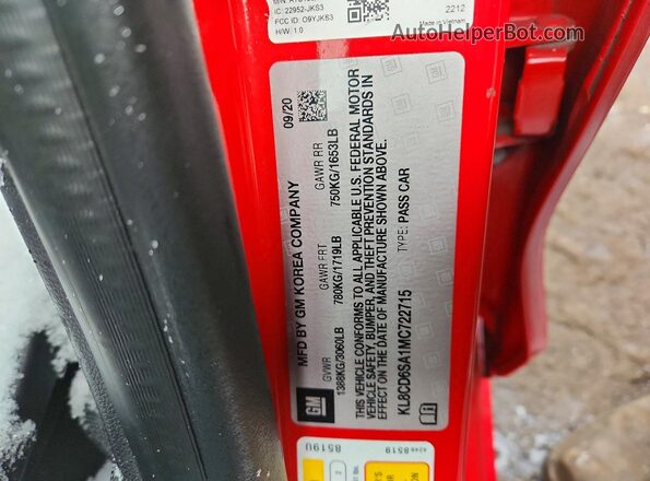 KL8CD6SA1MC722715 2021 CHEVROLET SPARK Red Widok komory silnika