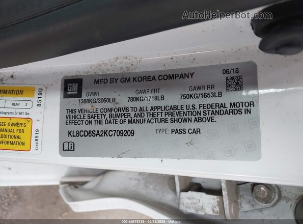 KL8CD6SA2KC709209 2019 CHEVROLET SPARK White ძრავის განყოფილების ხედი