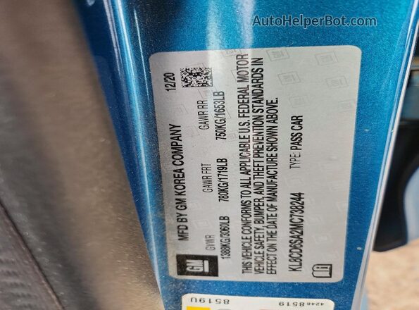 KL8CD6SA2MC738244 2021 CHEVROLET SPARK Blue Engine compartment view