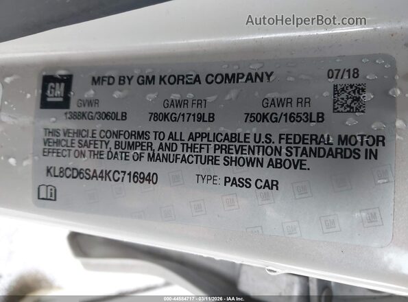 KL8CD6SA4KC716940 2019 CHEVROLET SPARK Beige Вид підкапотного простору