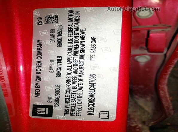 KL8CD6SA6LC447096 2020 CHEVROLET SPARK Red Widok naklejki z numerem VIN