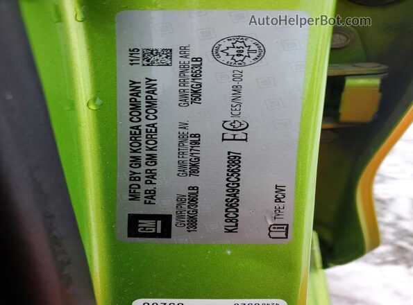 KL8CD6SA9GC563897 2016 CHEVROLET SPARK Green VIN კოდის სტიკერის ხედი