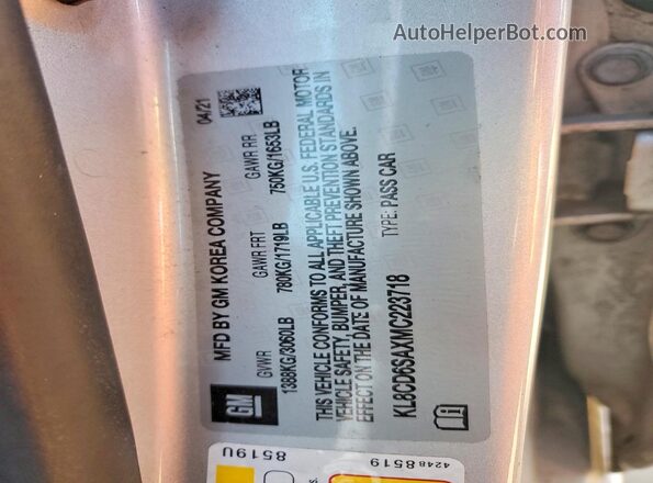 KL8CD6SAXMC223718 2021 CHEVROLET SPARK Silver ძრავის განყოფილების ხედი