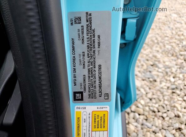 KL8CH6SA5MC227809 2021 CHEVROLET SPARK Turquoise 