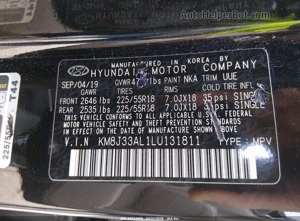 KM8J33AL1LU131811 2020 HYUNDAI TUCSON Черный Вид подкапотного пространства