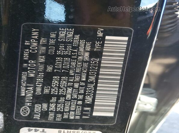 KM8J33AL3MU312152 2021 HYUNDAI TUCSON Black Вид підкапотного простору