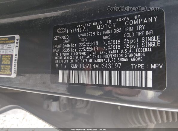 KM8J33AL4MU343197 2021 HYUNDAI TUCSON Gray 