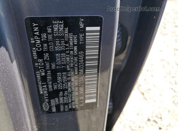 KM8J33ALXMU334469 2021 HYUNDAI TUCSON Gray VIN կոդի պիտակի տեսք