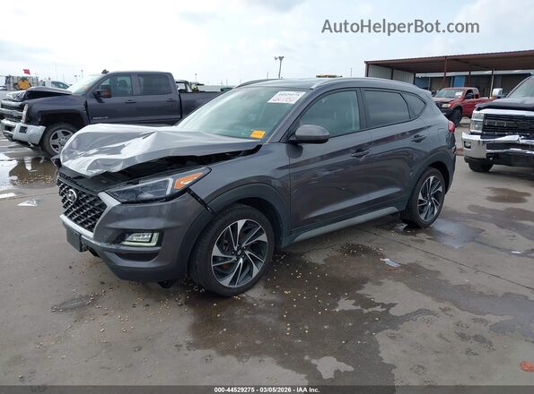 KM8J3CAL1MU360233 2021 HYUNDAI TUCSON Gray Առջևի ձախ երեք քառորդ տեսարան