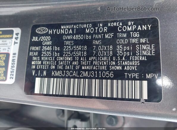 KM8J3CAL2MU311056 2021 HYUNDAI TUCSON Серый Вид подкапотного пространства