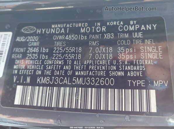 KM8J3CAL5MU332600 2021 HYUNDAI TUCSON Gray Вид підкапотного простору