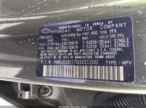 KM8JEDD17SU331200 2025 HYUNDAI TUCSON HYBRID Green Widok komory silnika