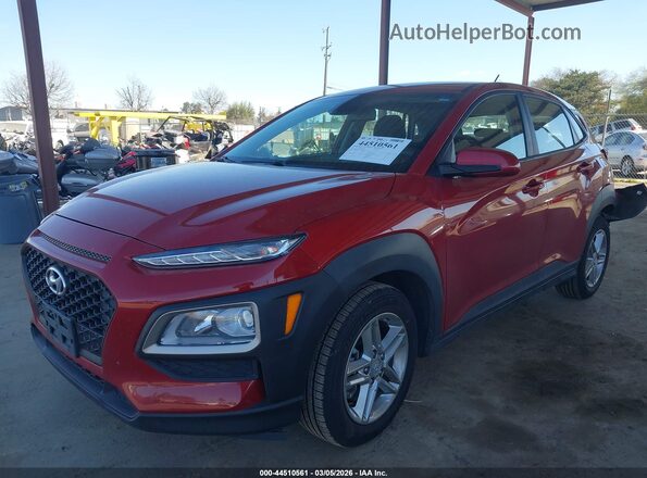 KM8K1CAA0MU689773 2021 HYUNDAI KONA Red წინა მარცხენა ხედი სამი მეოთხედიდან