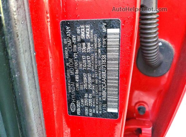 KM8K2CAA6MU737838 2021 HYUNDAI KONA Red Engine compartment view