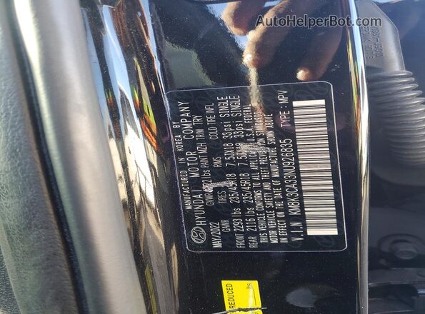 KM8K3CA33NU926835 2022 HYUNDAI KONA Black VIN კოდის სტიკერის ხედი