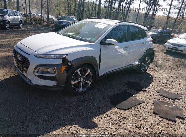 KM8K53A58LU454852 2020 HYUNDAI KONA White წინა მარცხენა ხედი სამი მეოთხედიდან