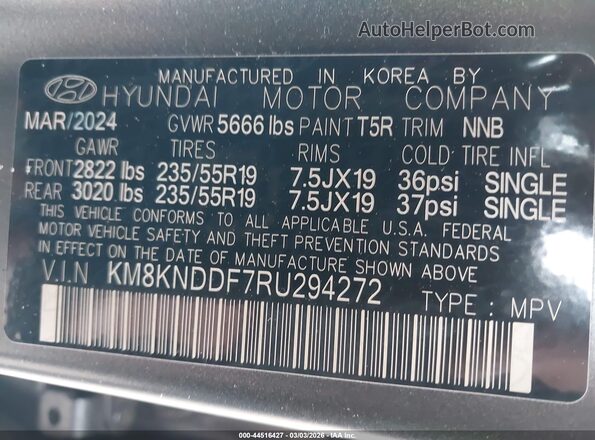 KM8KNDDF7RU294272 2024 HYUNDAI IONIQ 5 Gray Vista del compartimento del motor