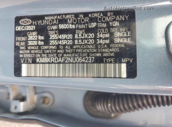 KM8KRDAF2NU064237 2022 HYUNDAI IONIQ Синий 