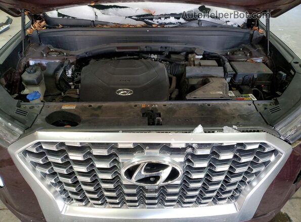 KM8R54HE4MU205444 2021 HYUNDAI PALISADE Burgundy Vista del compartimento del motor