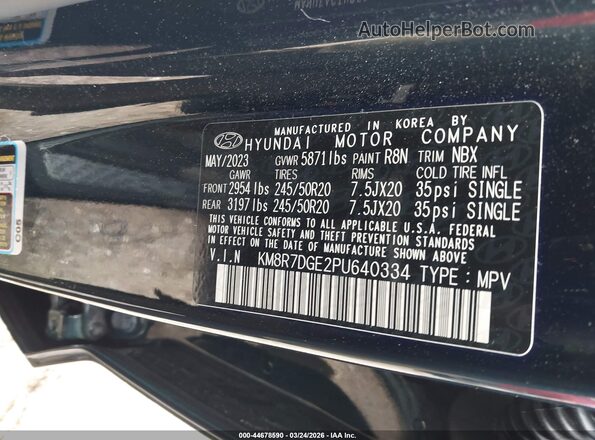 KM8R7DGE2PU640334 2023 HYUNDAI PALISADE Dark Blue 