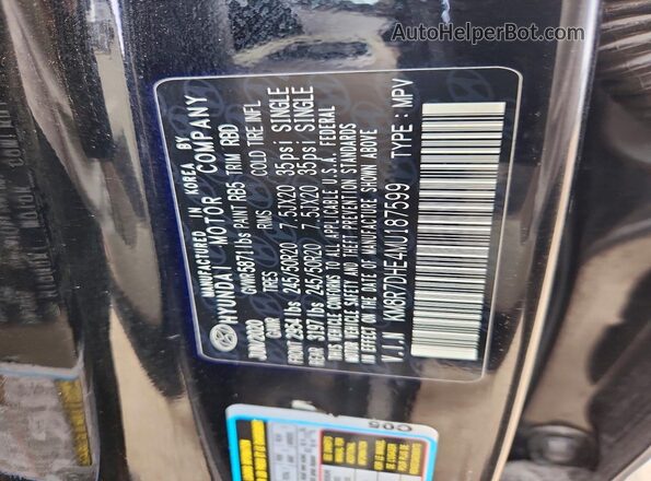 KM8R7DHE4MU187599 2021 HYUNDAI PALISADE Черный Вид наклейки с VIN-кодом